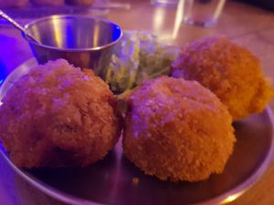 Potato croquettes at Modoki Funky Roll in Barcelona