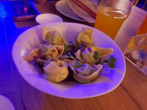 Truffle edamame gyoza (off menu) at Modoki Funky Roll in Barcelona