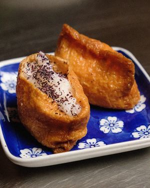 Inari. Fried tofu bags with rice. at Modoki Funky Roll in Barcelona