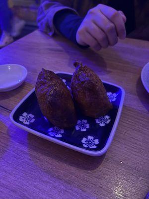 Fried tofu with ricee  at Modoki Funky Roll in Barcelona