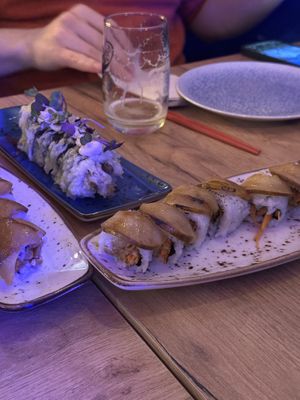 Pear sushi  at Modoki Funky Roll in Barcelona