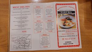 Menu at Sakura in Tenerife