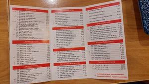 Menu at Sakura in Tenerife