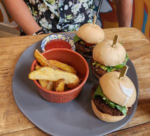 Lentil burgers at The Vegan Shack in Panama City