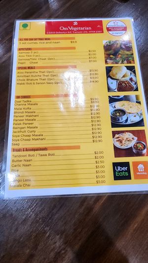 Menu at Om Vegetarian Tarneit in Tarneit