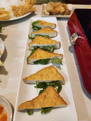 Traditional herb tofu with salt and pepper at Loving Hut Chay Hoàng Kim 99 in Ha Long