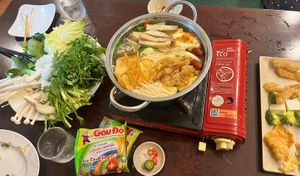 This is a Hot Pot for 2 but it can feed a family of 4!   at Loving Hut Chay Hoàng Kim 99 in Ha Long