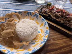 Tofu skin Chicharon and Sisig w/ Barnet Toppings   at Cosmic Siargao in Siargao