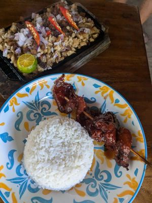 Komida (sisig and unpork BBQ) at Cosmic Siargao in Siargao