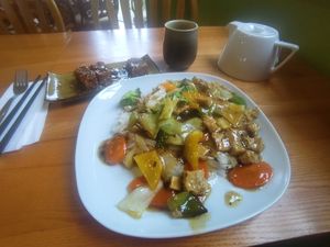 Dishes with tea at ZenV Garden  in Gloucester