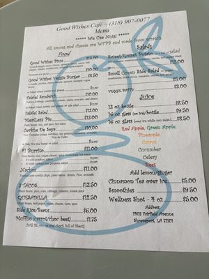 Menu  at Good Wishes Cafe in Shreveport