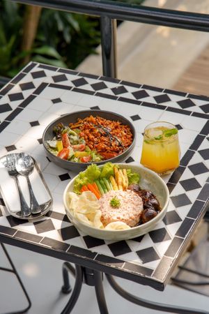 Kimchi Fried Rice with Turmeric Sparkling at Hejo Eatery in Bandung
