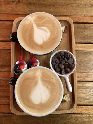 Soy Cappuccino with vegan chocolate   at Chocolate Bar Brugge in Bruges