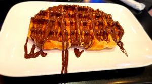 Chocolate vegan waffle at Chocolate Bar Brugge in Bruges