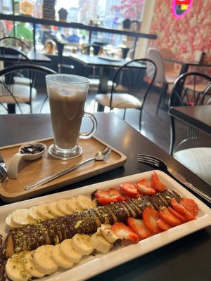 Vegan chocolate and fruit crepes.   at Chocolate Bar Brugge in Bruges