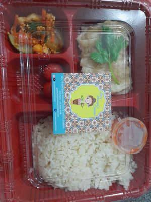 Vegan steam mock chicken rice at Little Nonya's Cookies & Cuisine in Central Singapore