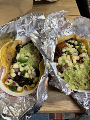 Bean & Rice taco & sweet potato taco with beans & rice  at Dos Toros Taqueria - Upper East Side in New York City