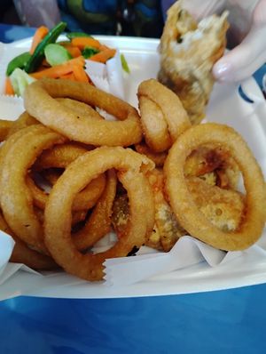 Soul Rolls, Onion Rings and Stir Fried Vegetables (Seriously the soul rolls are incredible!!!) #Veganuary at Mother Natures Soul Food Vegan in Lynchburg