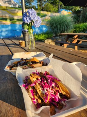 Smash tacos and Philly cheesesteak at YEMVegan in Vineyard Haven