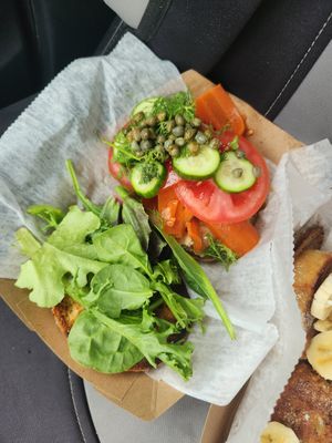 Bagel with "lox" at YEMVegan in Vineyard Haven