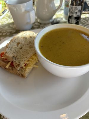 Tomato and cheese sandwich and vegetable soupp  at Forse of Nature in Latheron