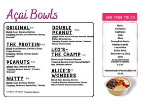 Acai Bowls Menu 
All vegan  at Very Açai in Rome