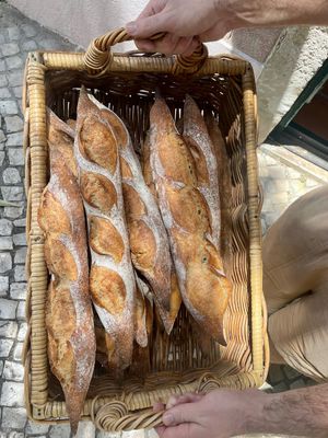 Baguette with Portuguese heritage Wheat Barbela at Massa Mãe in Lisbon