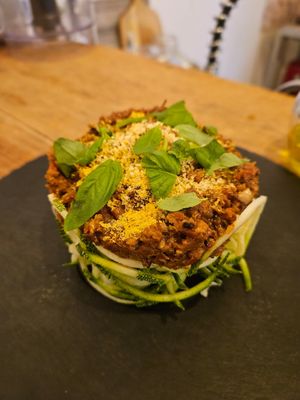 Cauliflower Bolognese with Zucchini "Pasta" at Tazon de Barro in Guanajuato