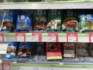 Vegan meats and tofu  at Vitalia Reformhaus in Tubingen