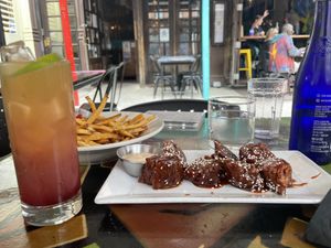 Korean wings, fries + a mocktail  at Urban Vegan Kitchen in New York City