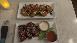 Korean bbq wings and coconut shrimp   at Urban Vegan Kitchen in New York City