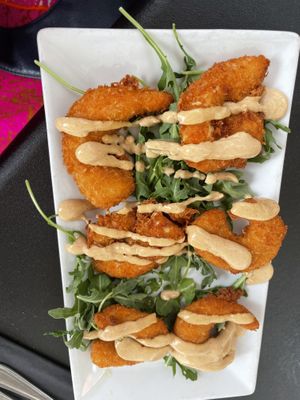 Vegan coconut shrimp  at Urban Vegan Kitchen in New York City