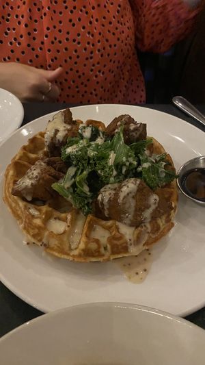 Chicken and waffles   at Urban Vegan Kitchen in New York City