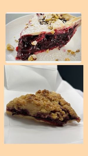 Black and Blue Pie (Top=ad bottom=actual)  at Urban Vegan Kitchen in New York City