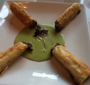 mushroom filo starter ($15) at Urban Vegan Kitchen in New York City