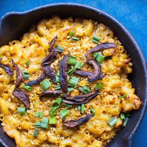 Mac n Cheese with Shiitake Bacon at Urban Vegan Kitchen in New York City
