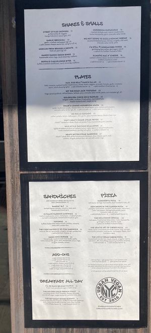 Wall menu  at Urban Vegan Kitchen in New York City