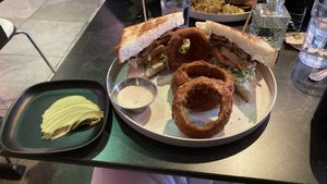 BLT with fried green tomatoes and avo on the sidee  at Urban Vegan Kitchen in New York City