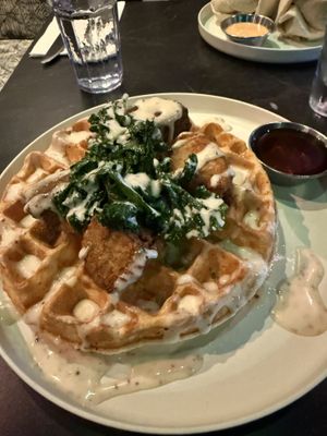 Chikn and waffles   at Urban Vegan Kitchen in New York City