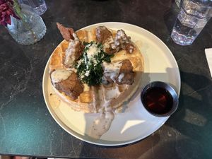 Chicken and waffles  at Urban Vegan Kitchen in New York City