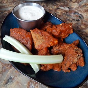 Buffalo wings (spicy and tasty!) at Urban Vegan Kitchen in New York City