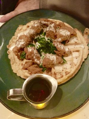 Amazing chicken waffle  at Urban Vegan Kitchen in New York City