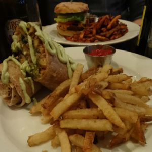 Big burger and burrito!! at Urban Vegan Kitchen in New York City