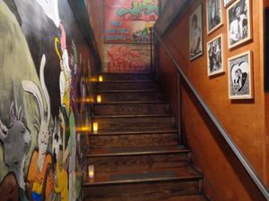 Stairs from the basement. at Urban Vegan Kitchen in New York City