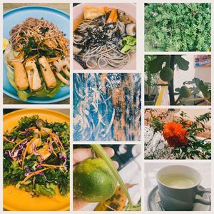 collage of food and nature at Loving Hut Diệp Lâm Vegan in Ho Chi Minh City