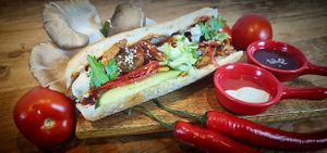 BBQ with homemade rye bread good for health at Loving Hut Diệp Lâm Vegan in Ho Chi Minh City