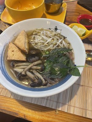 Phó with brown rice noodles and tofu  at Loving Hut Diệp Lâm Vegan in Ho Chi Minh City