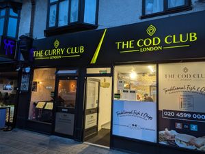 Curry to the left, fish to the right! at The Vegan Club in Ilford