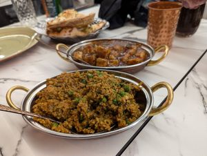 Soya keema mattar, Tofu Manchurian & Chilli garlic naan at The Vegan Club in Ilford