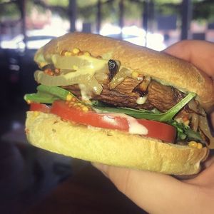 shroom breakfast burger at Red Lime Shack in Port Adelaide